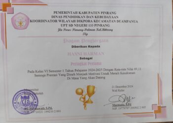 Hasni Tetap Mempertahankan Peringkat I di SD N 133 Duampanua